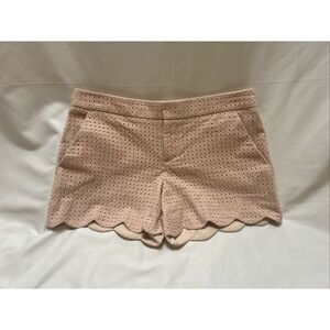 CLUB MONACO‎ Shorts Pink Eyelet Scalloped Hem Sz 0 Preppy